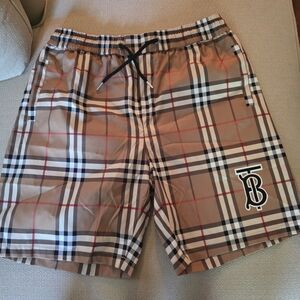 Burberry Beige Plaid Athletic Shorts